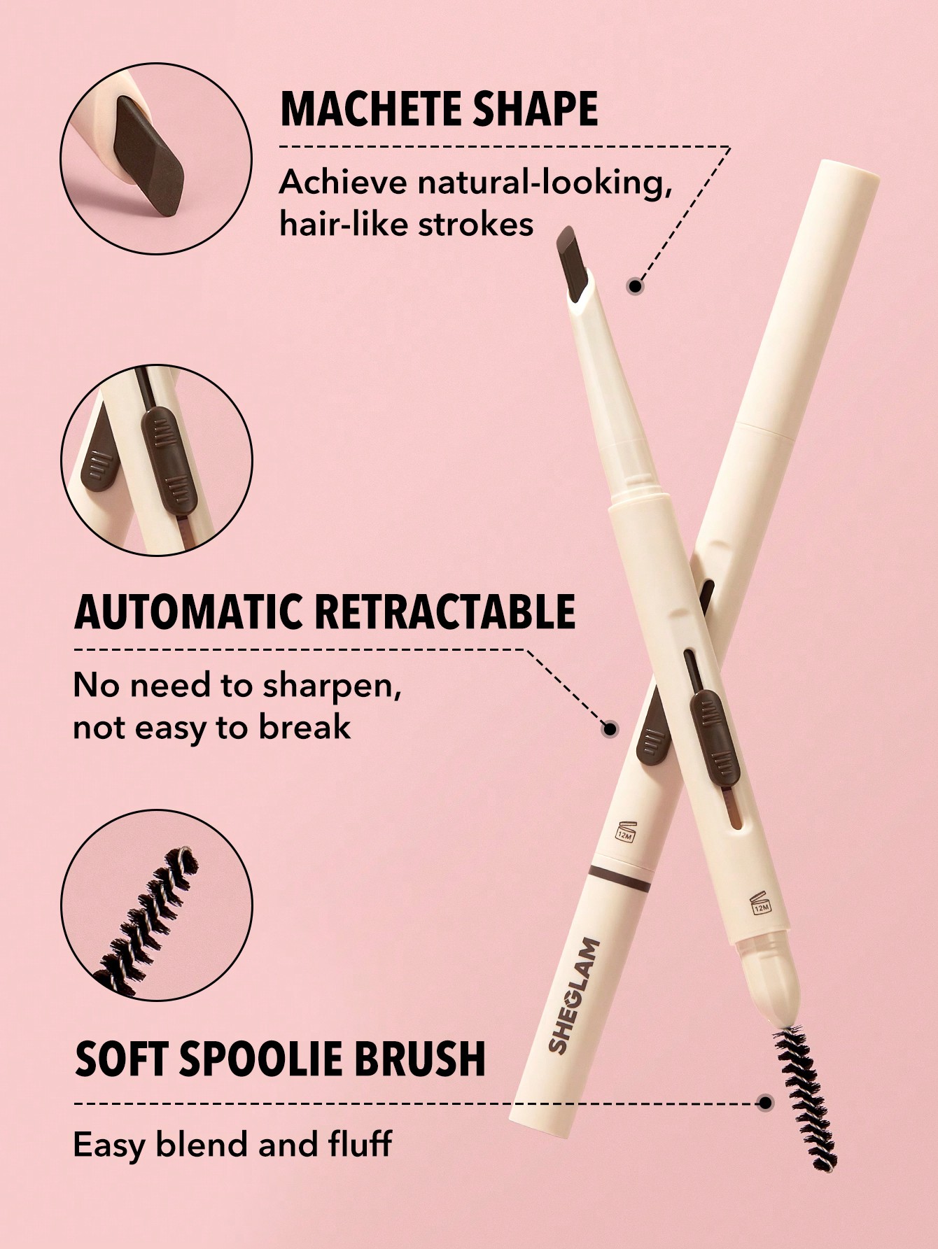مداد ابرو دوسر شیگلم (Brows On Demand 2-In-1 Brow Pencil Sheglam
