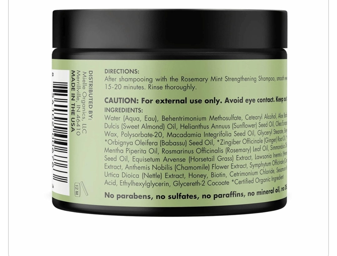 ماسک داخل حمام رزماری و بیوتین مایل Mielle Organics Rosemary Mint Strengthening Hair Masque 340g