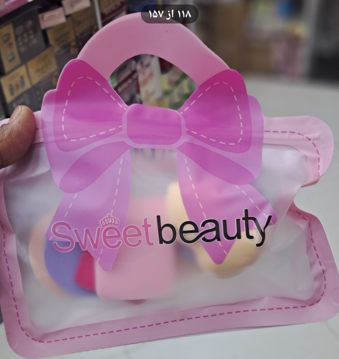 پد میکس کیفی پاپیونی ۶ عددی SWEET BEAUTY | Sweet Beauty Bow Makeup Pads 6pcs