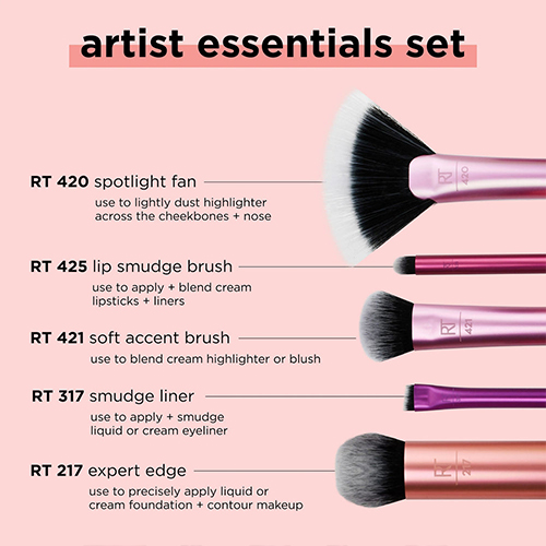 خرید ست براش آرایشی ۵ عددی ریل تکنیک مدل Artist Essentials اصل