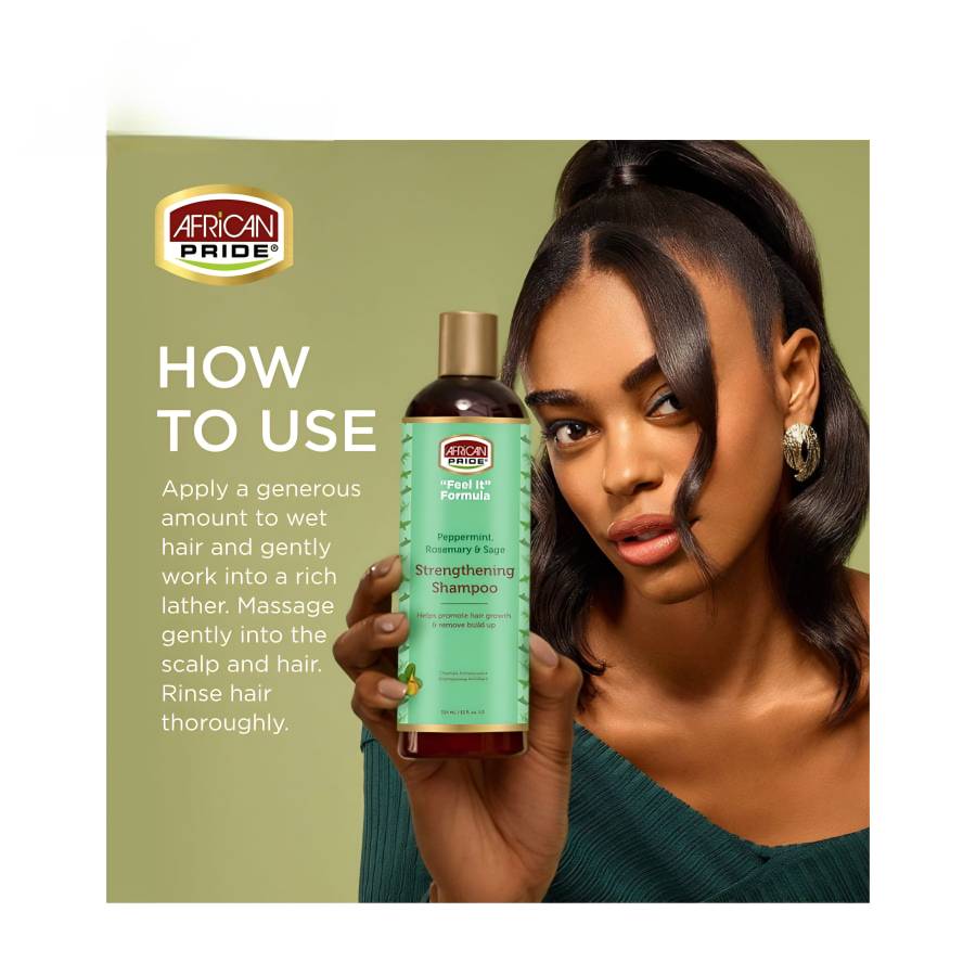 شامپو ضد ریزش و استحکام بخش رزماری آفریکن پراید African Pride Peppermint, Rosemary & Sage Strengthening Shampoo 354ml
