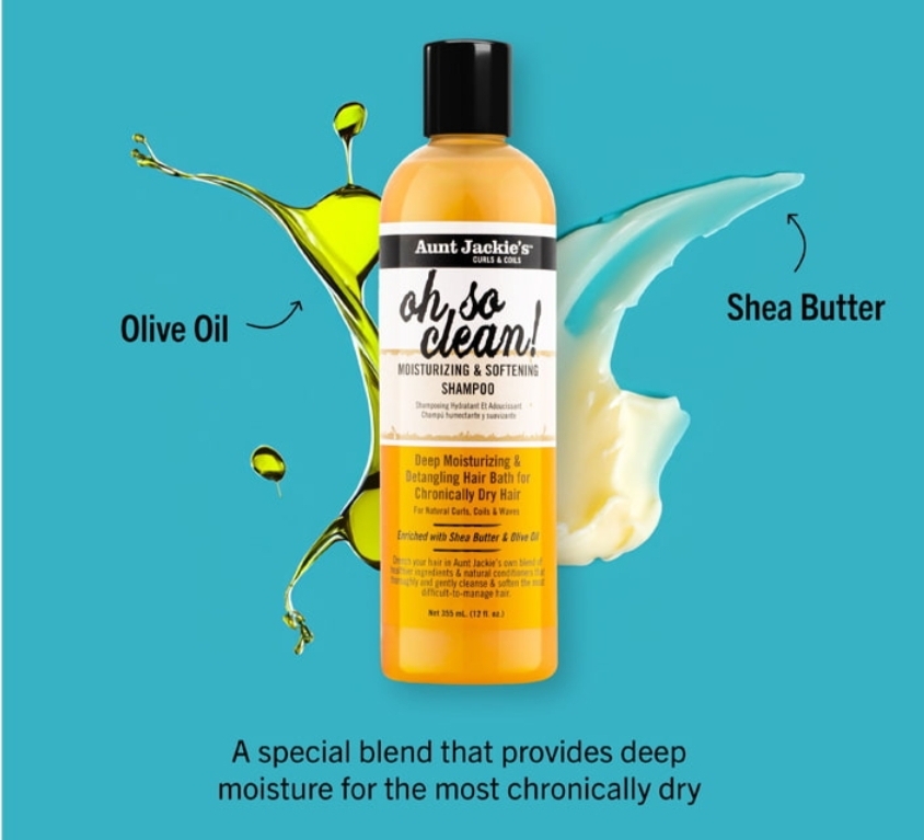 شامپو آبرسان و نرمکننده قوی آنت جکی مدل اوه سو کلین مناسب موهای فر و مجعد Aunt Jackie’s Oh So Clean! Moisturizing & Softening Shampoo