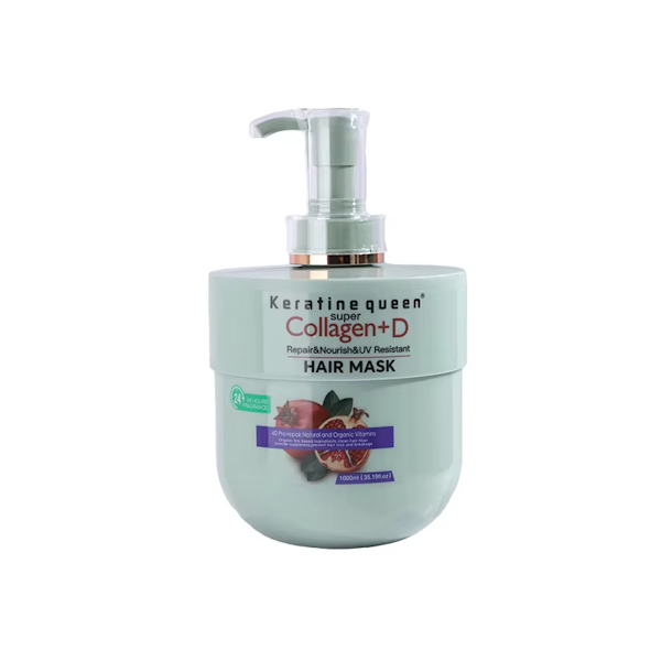 ماسک مو کراتین کوئین مدل Collagen+D عصاره انار حجم 1000 میلی لیتر Keratine Queen 