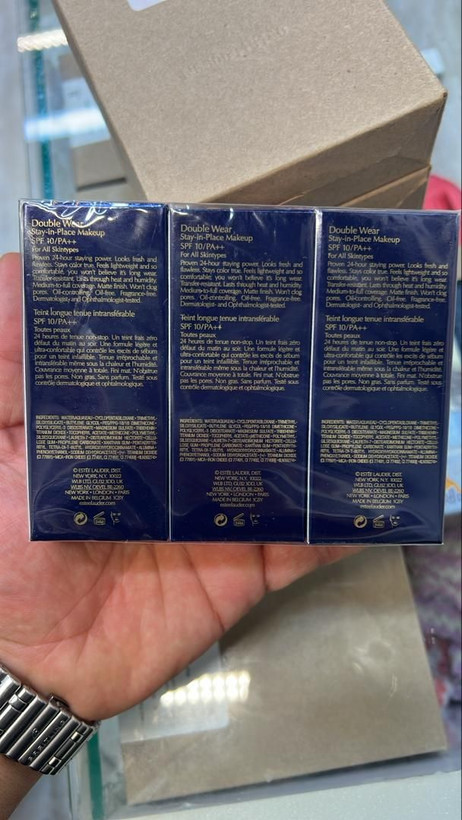 کرم پودر استی لادر_ساخت بلژیک ESTEE-LAUDER وارم وانیلا 3W1 ) TAWNY )