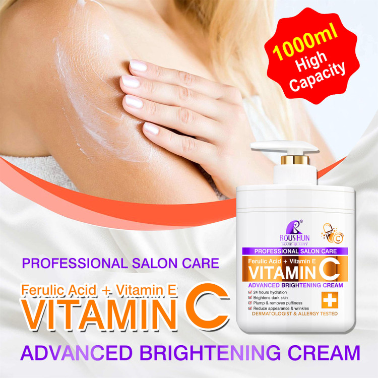 کرم روشنکننده و جوانساز ویتامین سی روشن (ROUSHUN) مدل Advanced Brightening حجم ۴۸۰ میلیلیتر ---