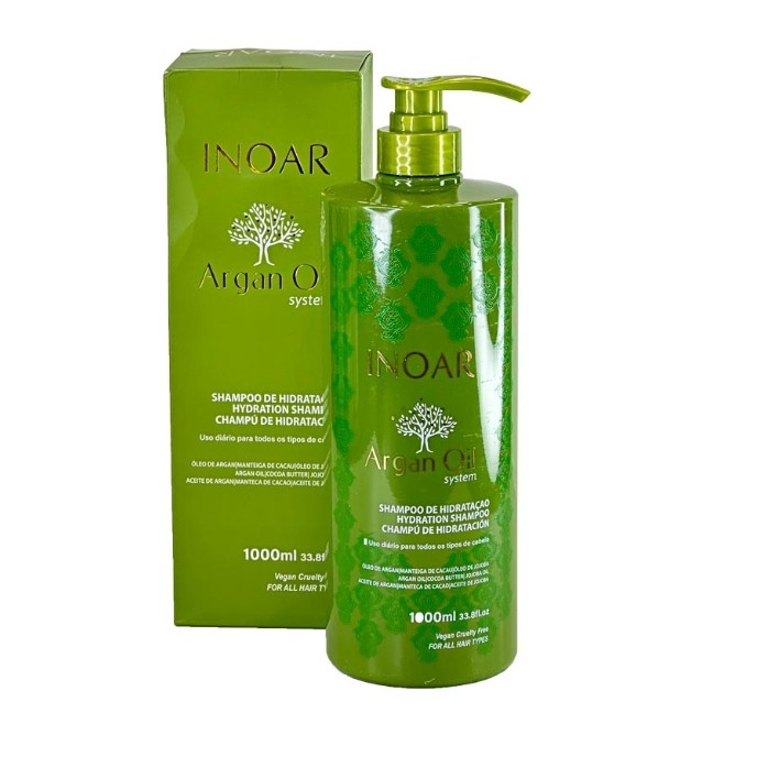 شامپو آرگان تخصصی اینوآر (Inoar Argan Oil System) - حجم ۱۰۰۰ میلی‌لیتر، آبرسان و ترمیم‌کننده قوی ‌