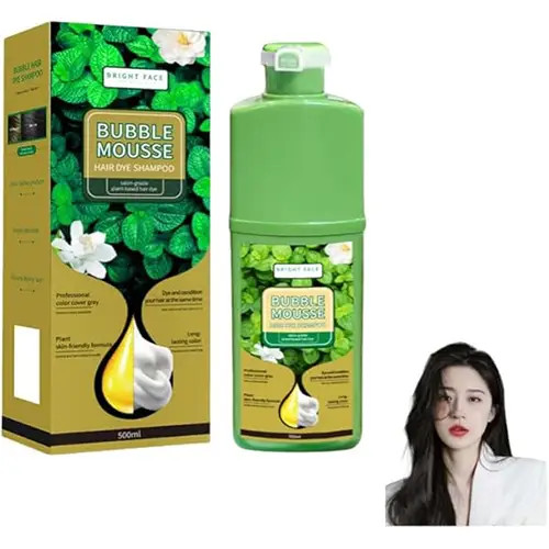 شامپو رنگ موی گیاهی برایِت فیس (Bright Face) مدل Bubble Mousse - حجم ۵۰۰ میلیلیتر، فوم رنگدهنده فوری 