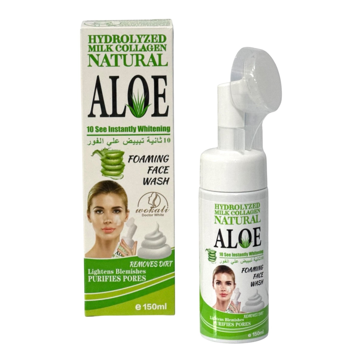 فوم شستشوی صورت وکالی (Wokali) مدل Aloe Vera & Milk Collagen حجم ۱۵۰ میلیلیتر