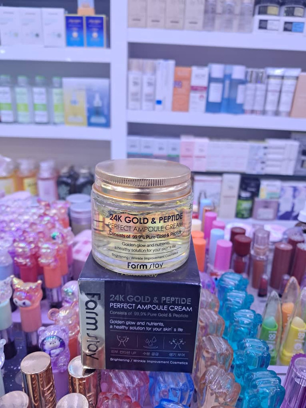 کرم آمپول ۲۴ عیار طلا و پپتید فارم استی (Farm Stay 24K Gold & Peptide Perfect Ampoule Cream) (مستر)