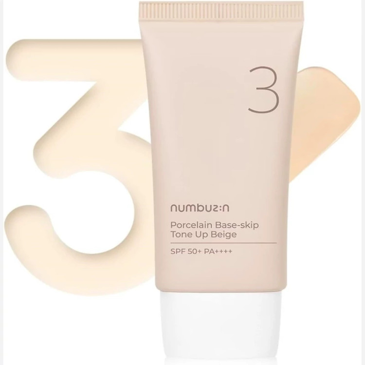 کرم تنآپ شماره ۳ نامبوزین (Numbuzin No.3 Porcelain Base-skip Tone Up Beige)(مستر) 
