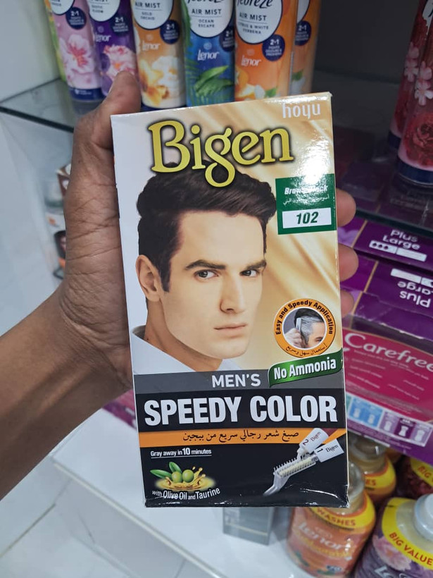 کیت رنگ موی سریع مردانه بیژن (Bigen) شماره 102 رنگ مشکی قهوهای (Brown Black) بدون آمونیاک 