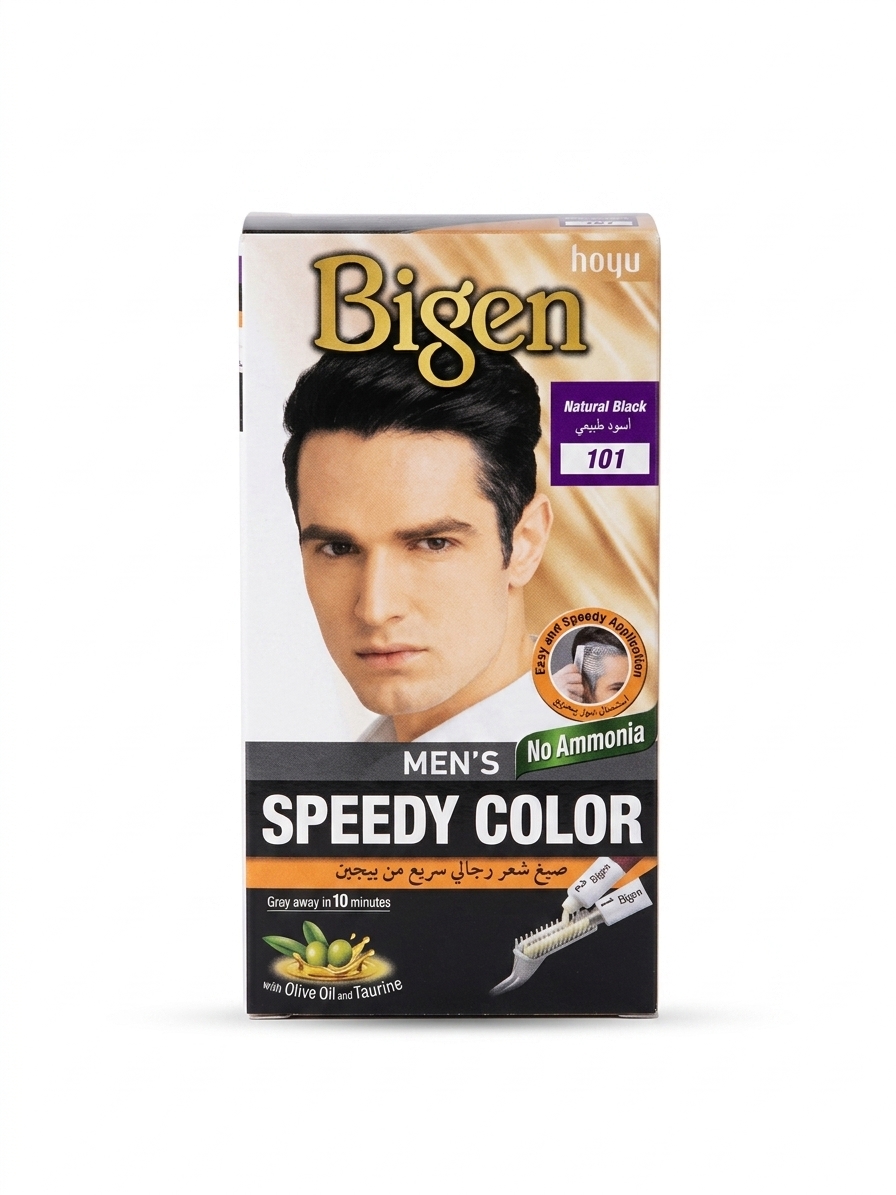 کیت رنگ موی سریع مردانه بیژن (Bigen) شماره 101 رنگ مشکی طبیعی (Natural Black) بدون آمونیاک 