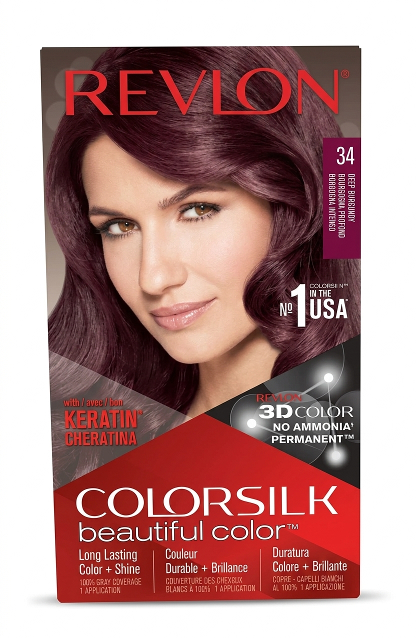 رنگ موی بدون آمونیاک رولون سری Colorsilk شماره 34 (رنگ شرابی تیره / بادمجانی تیره / Deep Burgundy) 