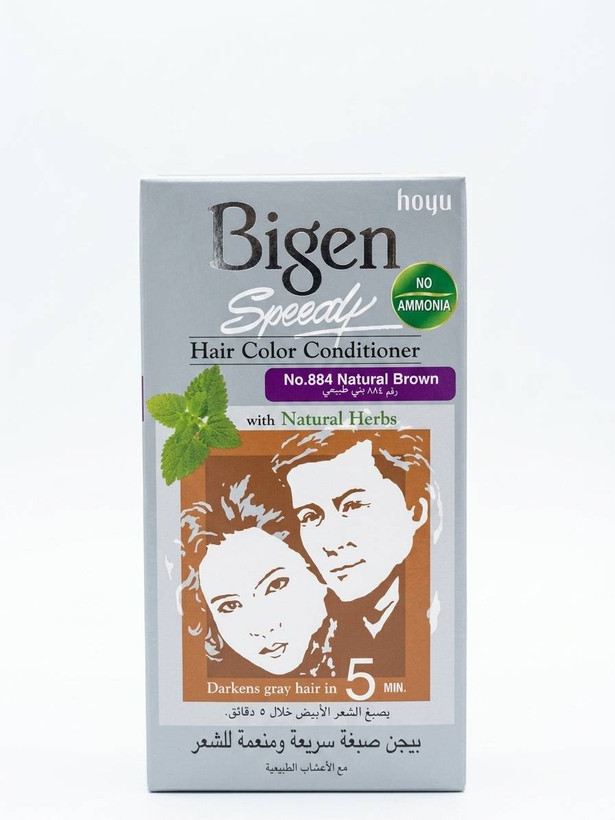 کیت رنگ مو و نرمکننده سریع بیژن (Bigen Speedy) شماره 884 رنگ قهوهای طبیعی (Natural Brown) بدون آمونیاک