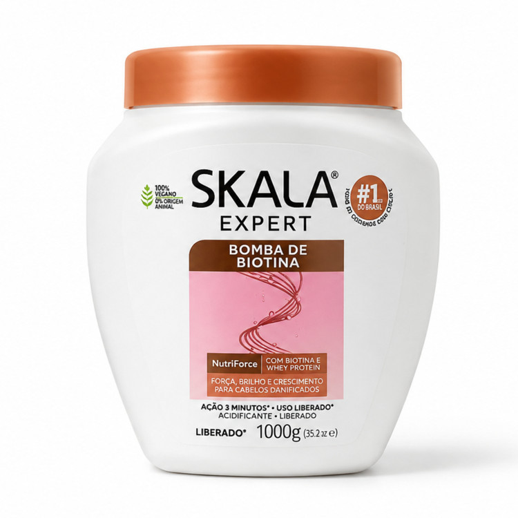 ماسک مو و نرمکننده دوکاره بمب بیوتین اسکالا (Skala Expert Bomba de Biotina) مخصوص موهای آسیبدیده و کدر – حجم ۱۰۰۰ گرم (اورجینال)