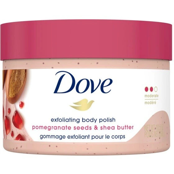 اسکراب و لایهبردار بدن داو مدل دانههای انار و کره شی (Dove Exfoliating Body Polish Pomegranate Seeds & Shea Butter) – حجم ۲۹۸ گرم