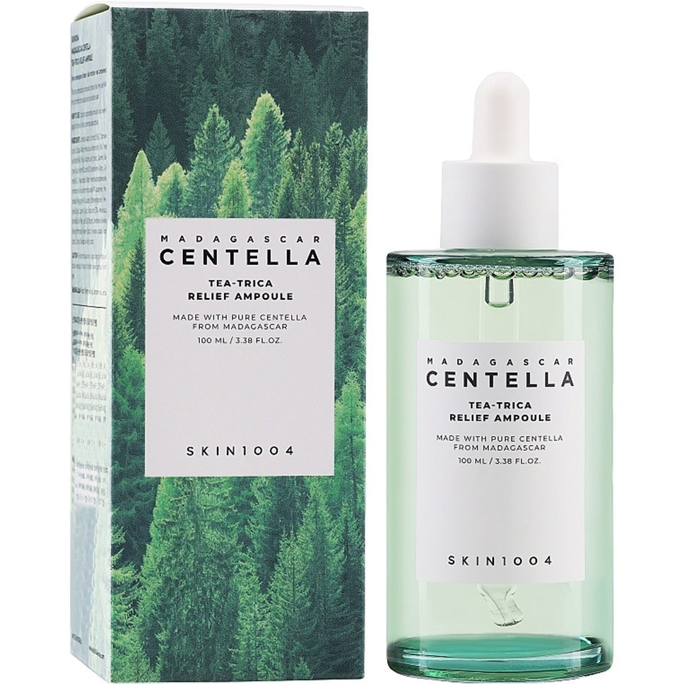 آمپول ضد جوش و التیام‌بخش تی‌-تریکا ماداگاسکار سنتلا اسکین۱۰۰۴ (SKIN1004 Madagascar Centella Tea-Trica Relief Ampoule) – حجم ۱۰۰ میلی‌لیتر(اورجینال‌)