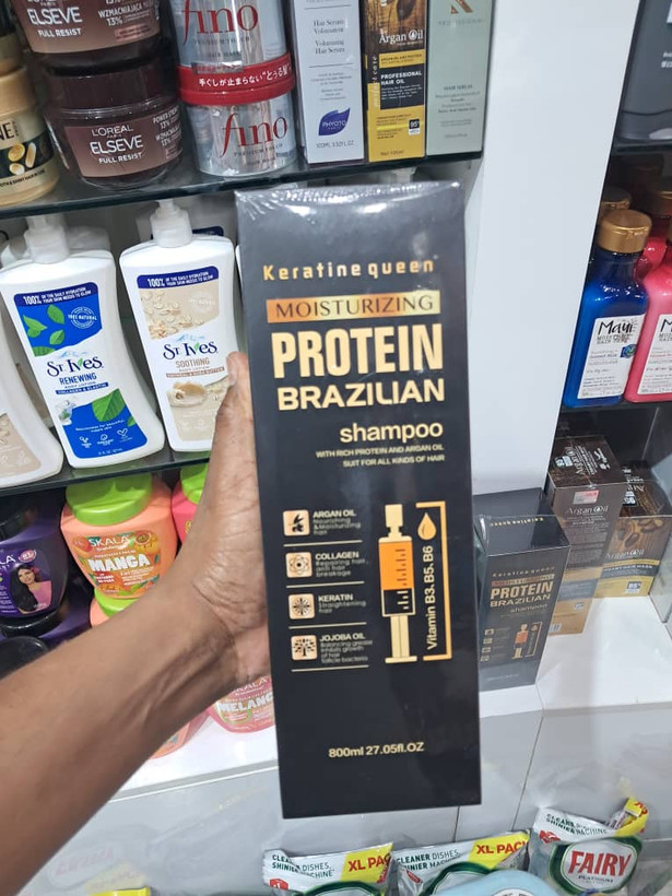شامپو پروتئین و کراتین برزیلی کراتین کوئین (Keratine Queen Moisturizing Protein Brazilian Shampoo) – حجم ۸۰۰ میلیلیتر