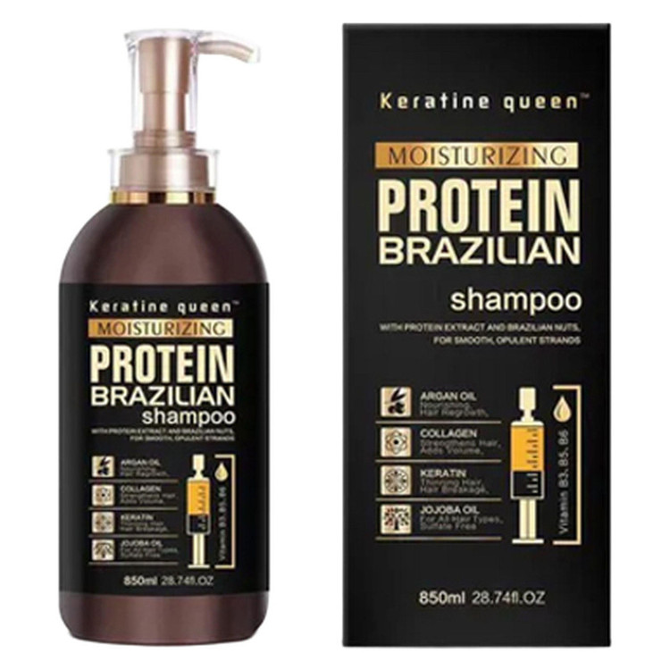 شامپو پروتئین و کراتین برزیلی کراتین کوئین (Keratine Queen Moisturizing Protein Brazilian Shampoo) – حجم ۸۰۰ میلیلیتر