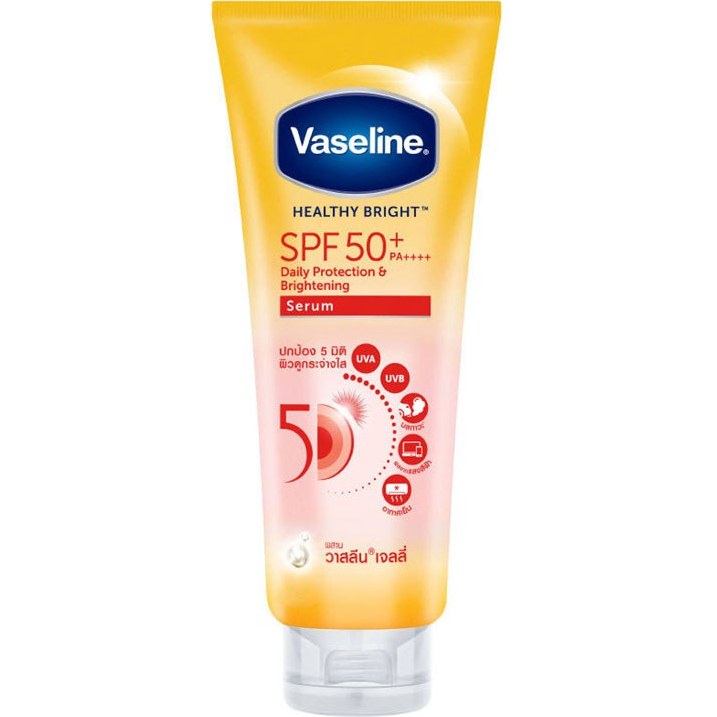 سرم لوسیون بدن روشنکننده و محافظتکننده وازلین مدل Healthy Bright با SPF 50+ PA++++ (حجم ۳۰۰ میلیلیتر)
