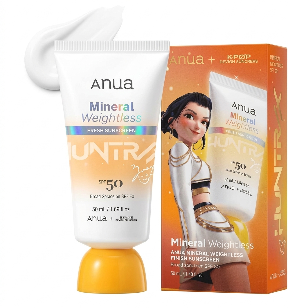 ضد آفتاب مینرال سبک آنوآ (Anua Mineral Weightless Finish Sunscreen) - نسخه محدود K-Pop Demon Hunters - حجم ۵۰ میلی‌لیتر