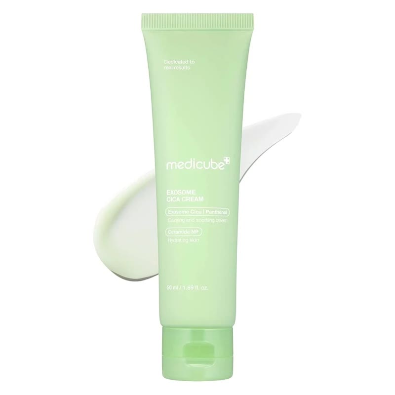 کرم مرطوبکننده و ترمیمکننده مدیکیوب مدل Exosome Cica Cream حجم 50 میلیلیتر مناسب پوستهای حساس و مستعد آکنه