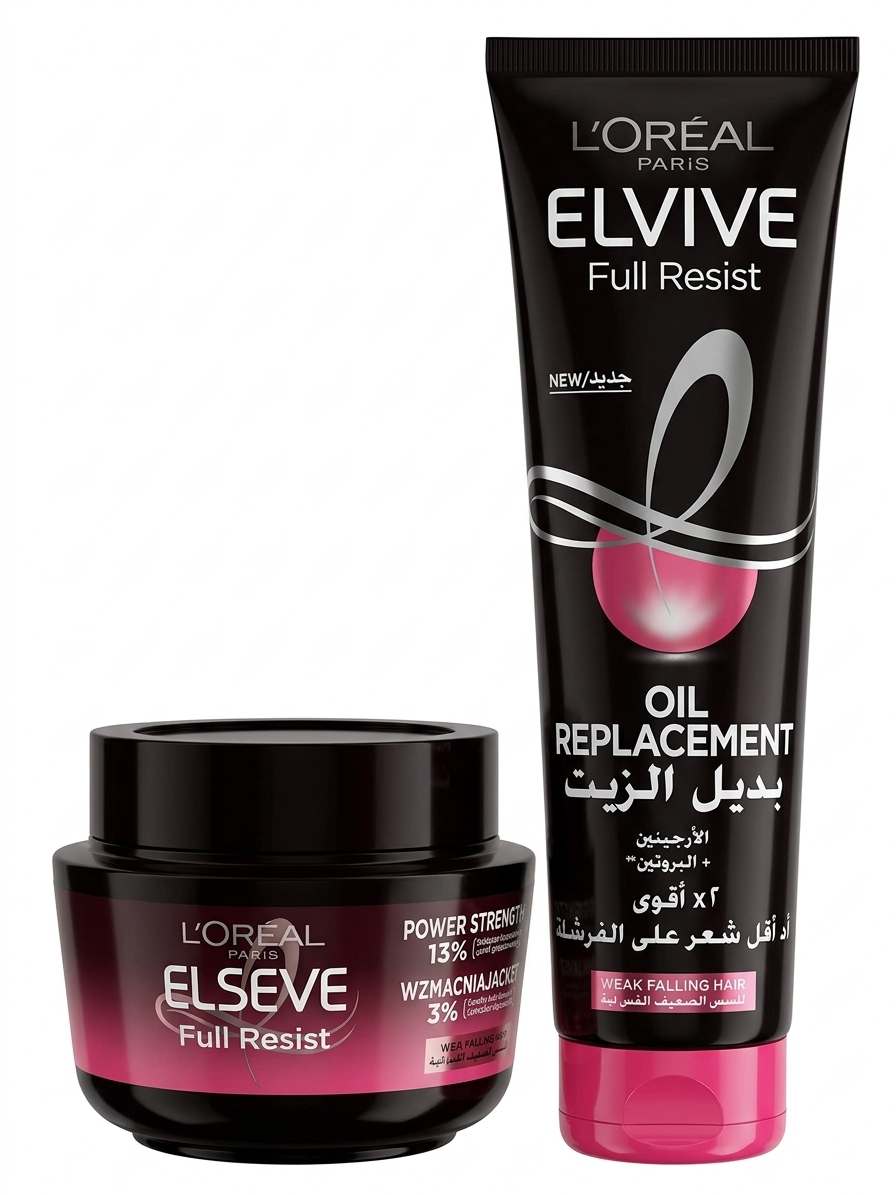 پک تخصصی ضد ریزش و تقویت‌کننده لورآل (L'Oréal) مدل Full Resist – شامل ماسک داخل حمام و کرم موی بعد از